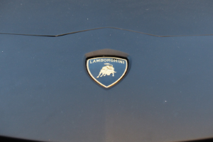 Logo Lamborghini sur le capot de la voiture